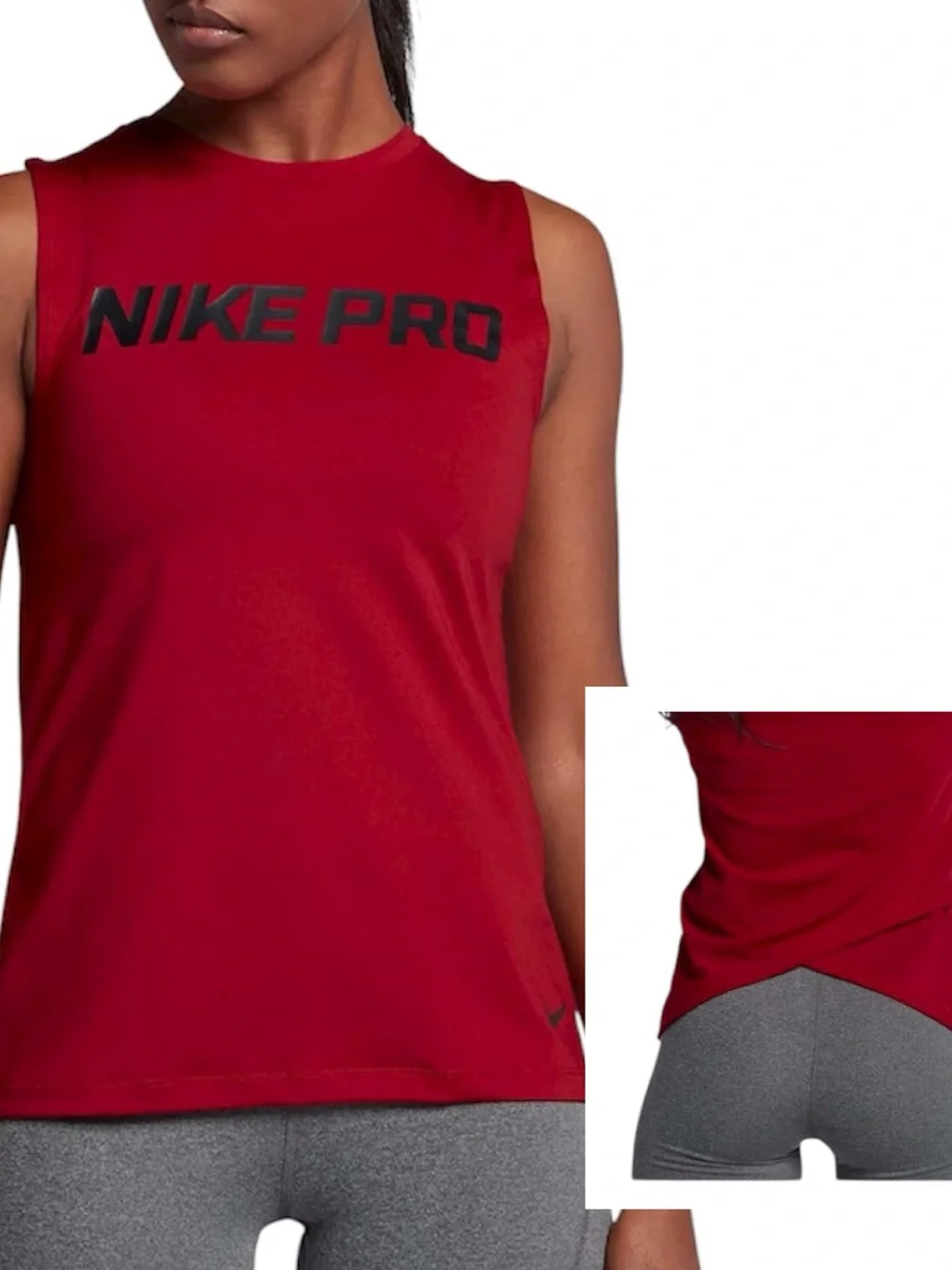 Nike Pro Dri-FIT Women's Red Black Intertwist Muscle Activewear Tank Top L